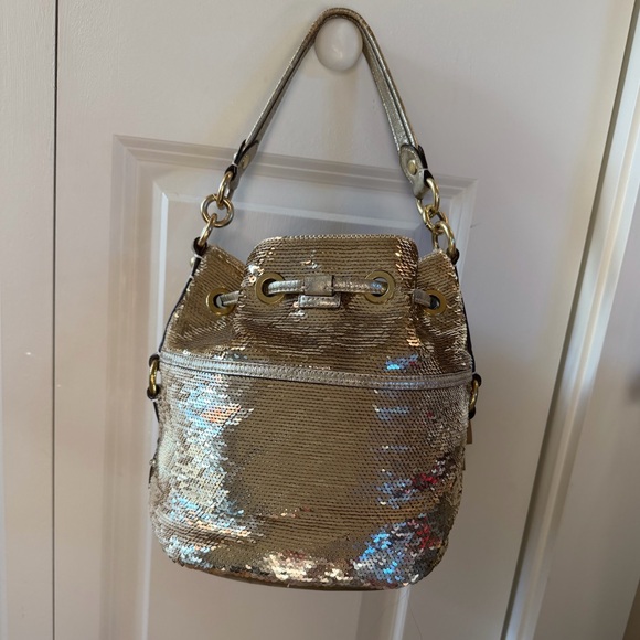 Coach Poppy Sequin Bucket Bag in Gold 17906 - Picture 3 of 12